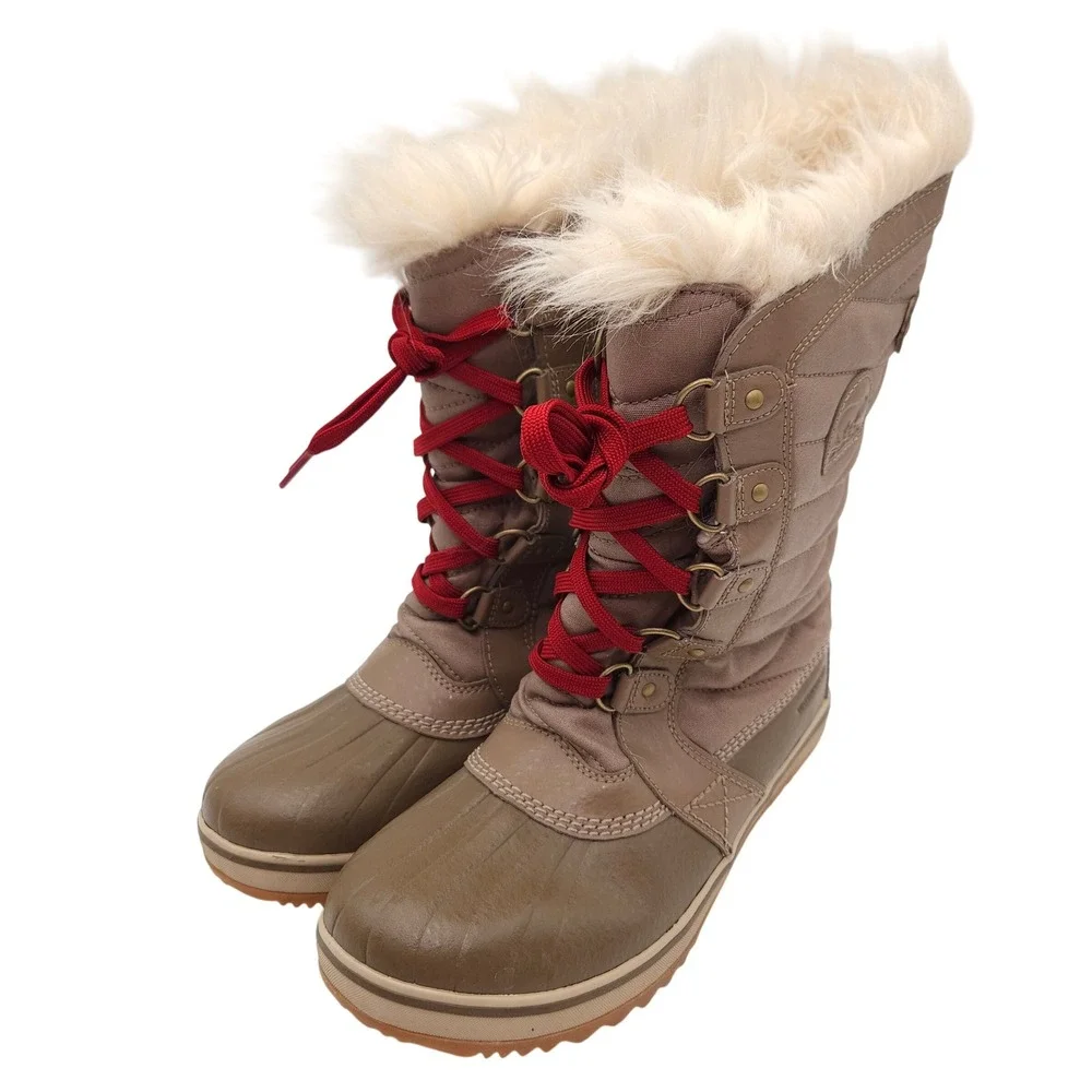 Sorel (Women's 7) Brown Tofino II Waterproof Winter Snow Rain Boots Faux Fur‎
